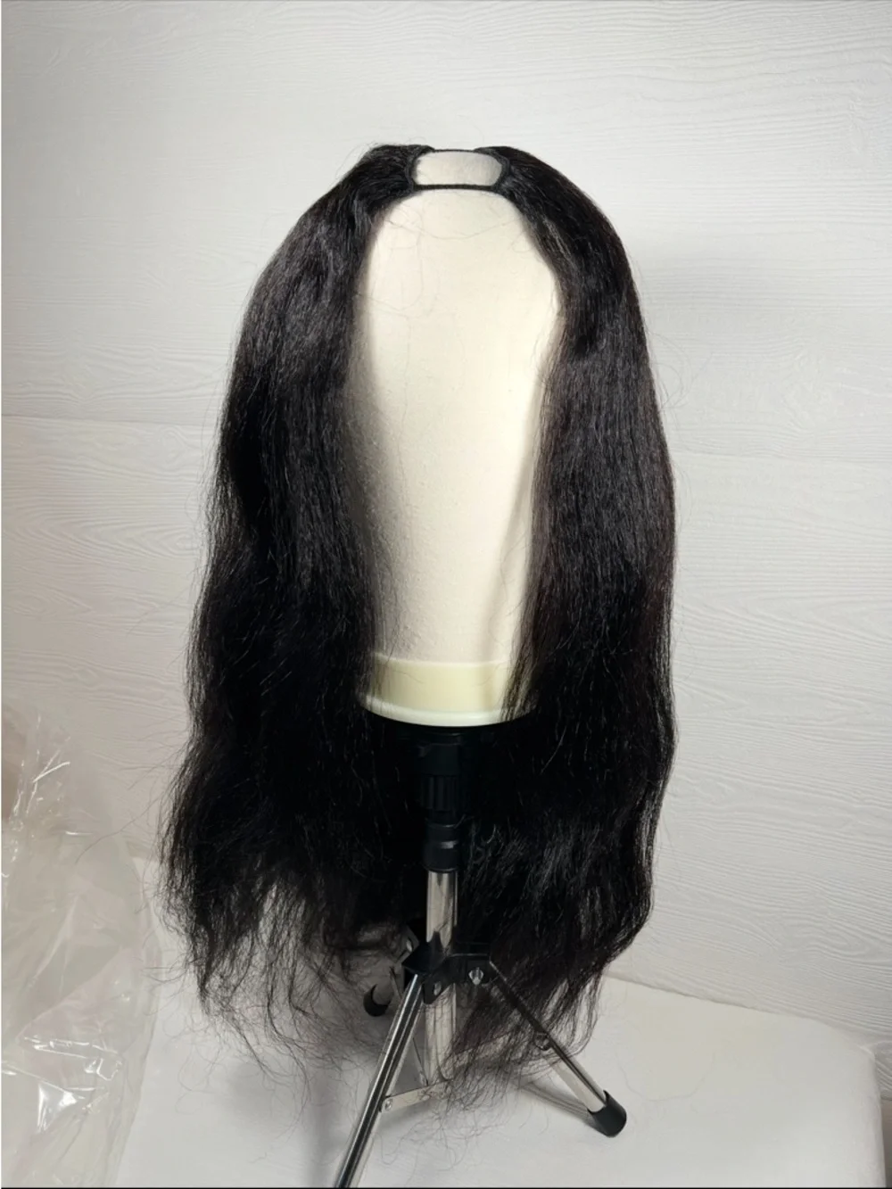 Natural Black Human Hair Kinky Straight V Part 24 Inch Wig